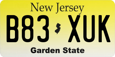 NJ license plate B83XUK