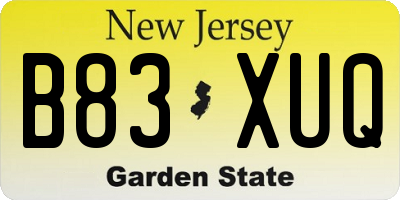 NJ license plate B83XUQ