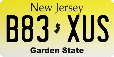 NJ license plate B83XUS