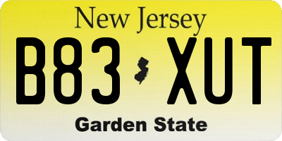 NJ license plate B83XUT