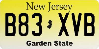 NJ license plate B83XVB