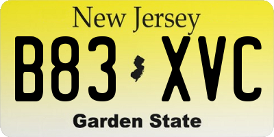 NJ license plate B83XVC