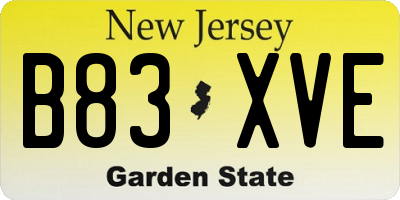 NJ license plate B83XVE