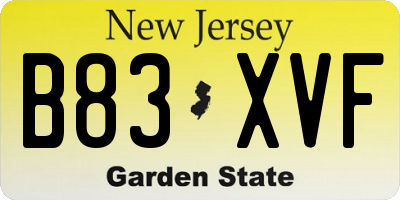 NJ license plate B83XVF