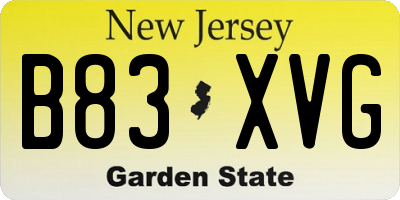 NJ license plate B83XVG