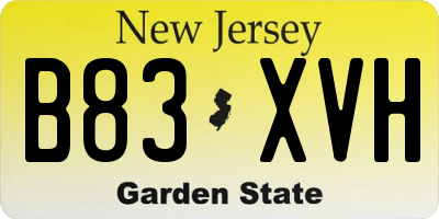 NJ license plate B83XVH