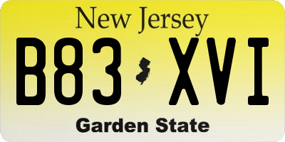 NJ license plate B83XVI