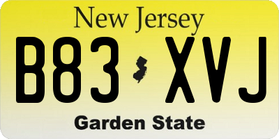 NJ license plate B83XVJ