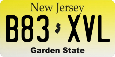 NJ license plate B83XVL
