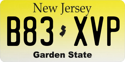 NJ license plate B83XVP