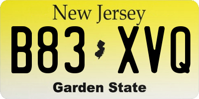 NJ license plate B83XVQ