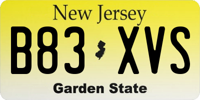 NJ license plate B83XVS