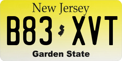 NJ license plate B83XVT