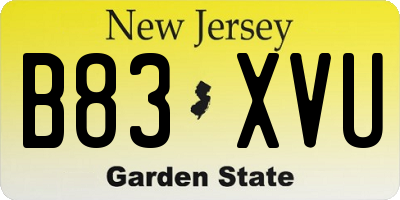 NJ license plate B83XVU