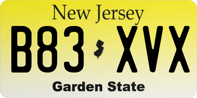 NJ license plate B83XVX