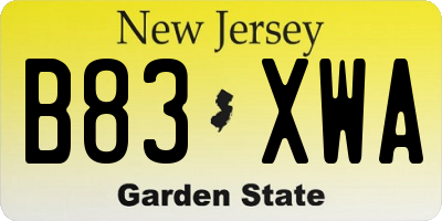 NJ license plate B83XWA