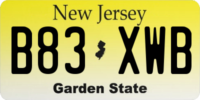 NJ license plate B83XWB