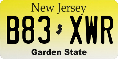 NJ license plate B83XWR
