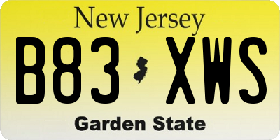 NJ license plate B83XWS