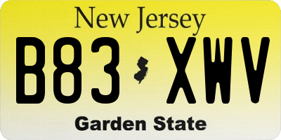 NJ license plate B83XWV