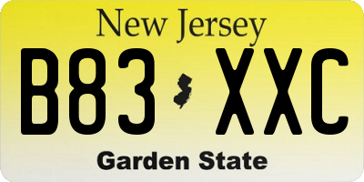 NJ license plate B83XXC