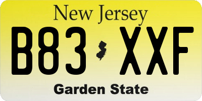 NJ license plate B83XXF