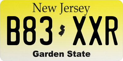 NJ license plate B83XXR