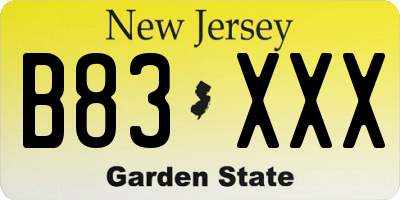 NJ license plate B83XXX
