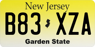NJ license plate B83XZA