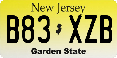 NJ license plate B83XZB