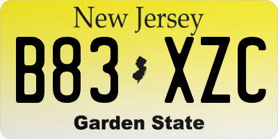 NJ license plate B83XZC