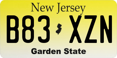 NJ license plate B83XZN