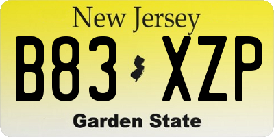 NJ license plate B83XZP