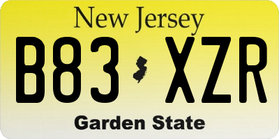 NJ license plate B83XZR