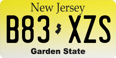 NJ license plate B83XZS