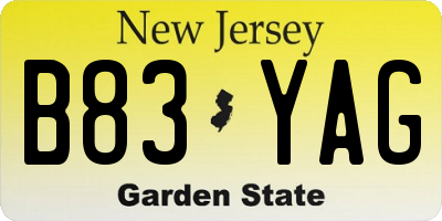 NJ license plate B83YAG