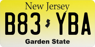 NJ license plate B83YBA