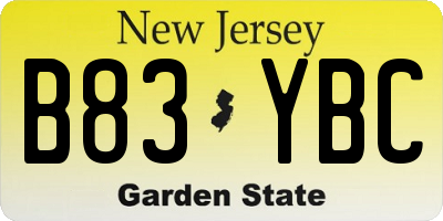 NJ license plate B83YBC