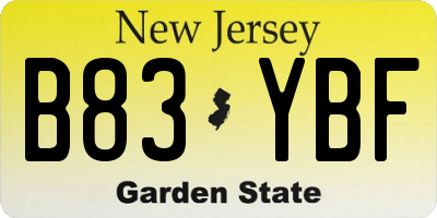 NJ license plate B83YBF