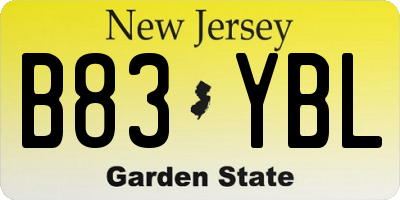NJ license plate B83YBL
