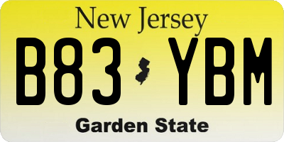 NJ license plate B83YBM