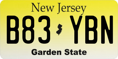 NJ license plate B83YBN