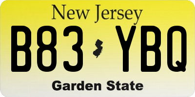 NJ license plate B83YBQ
