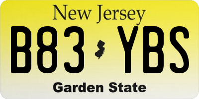 NJ license plate B83YBS
