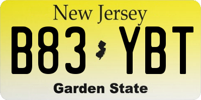 NJ license plate B83YBT