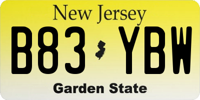 NJ license plate B83YBW