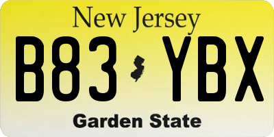 NJ license plate B83YBX