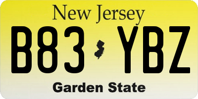 NJ license plate B83YBZ
