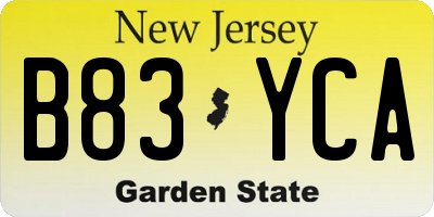 NJ license plate B83YCA