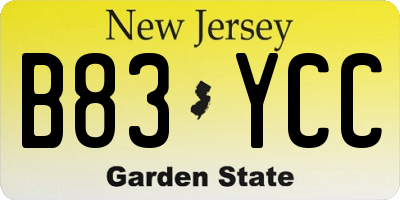 NJ license plate B83YCC